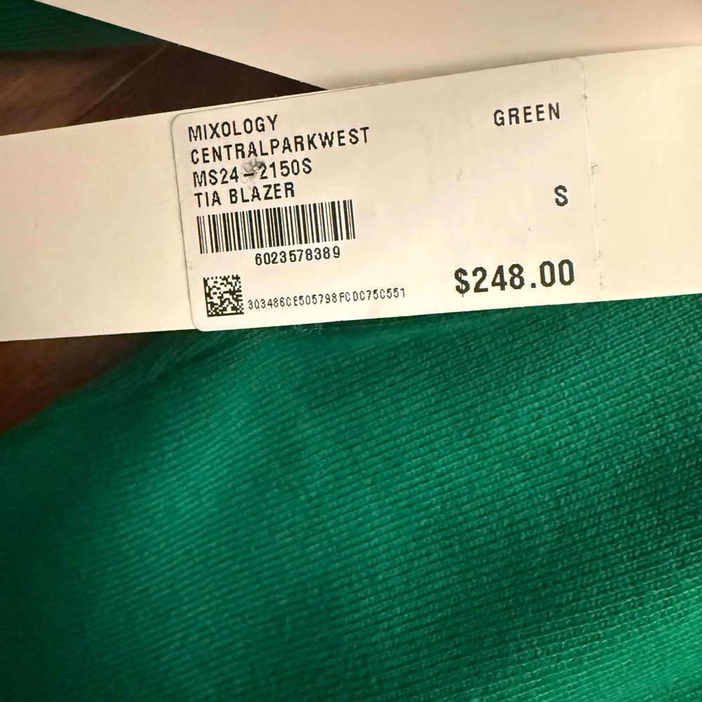 NWT | Central Park West | Tia Blazer | Emerald Green with Gold Buttons - Picture 3 of 3